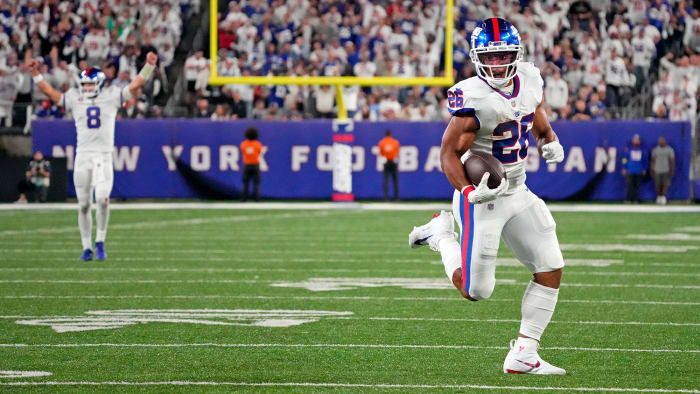 Barkley is averaging 97.4 yards rushing per game.